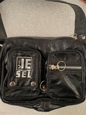 Diesel Y2K Shoulder Bag with Front Pockets and Silver Tone Hardware